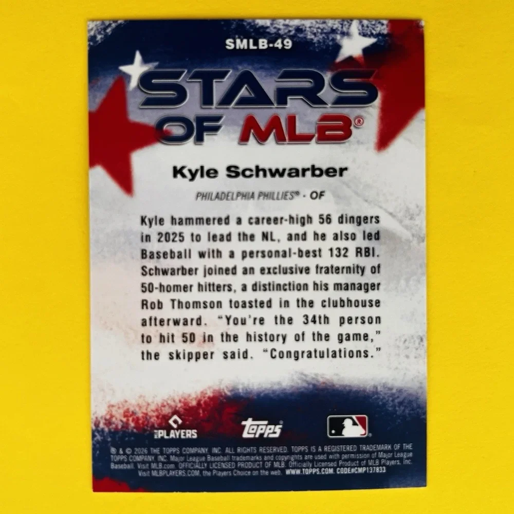 2026 Topps Series 2 Baseball Kyle Schwarber Stars of MLB #SMLB-49 Phillies